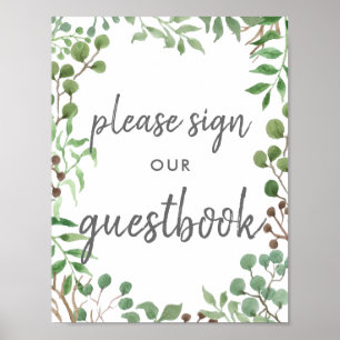 Botanical Greenery   Guestbook Wedding Sign