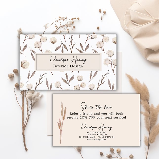 Botanical Greenery Interior Design Referral Card (Creator Uploaded)