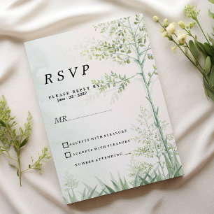 Botanical greenery leaf floral rustic RSVP  Invitation