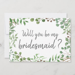 Botanical Greenery Leaf Wedding Bridesmaid Invitation
