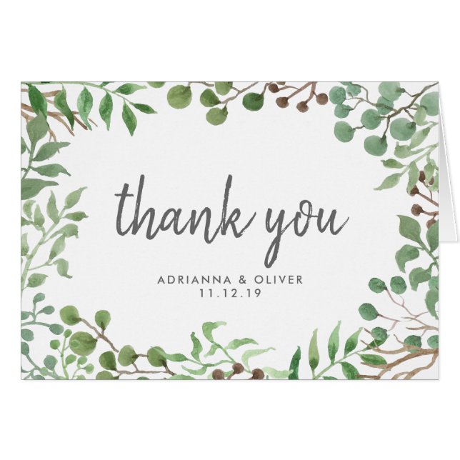 Botanical Greenery | Leaf | Wedding Thank You (Front Horizontal)