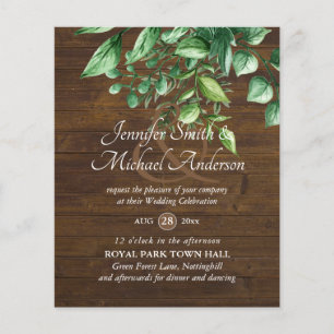 Botanical Greenery Leafy Wedding Invitation Budget