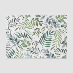 Botanical Greenery Leaves Watercolor  Tissue Paper