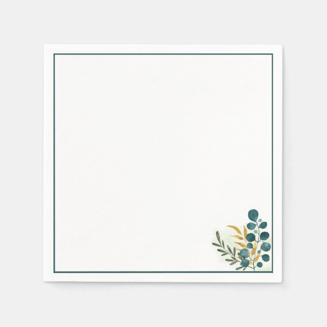 Botanical Greenery Minimal Cocktail Napkin (Front)