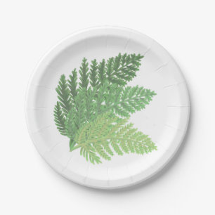 Botanical greenery Moss Green Fern Paper Plate