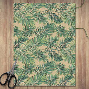 Botanical Greenery on Tan Tissue Paper