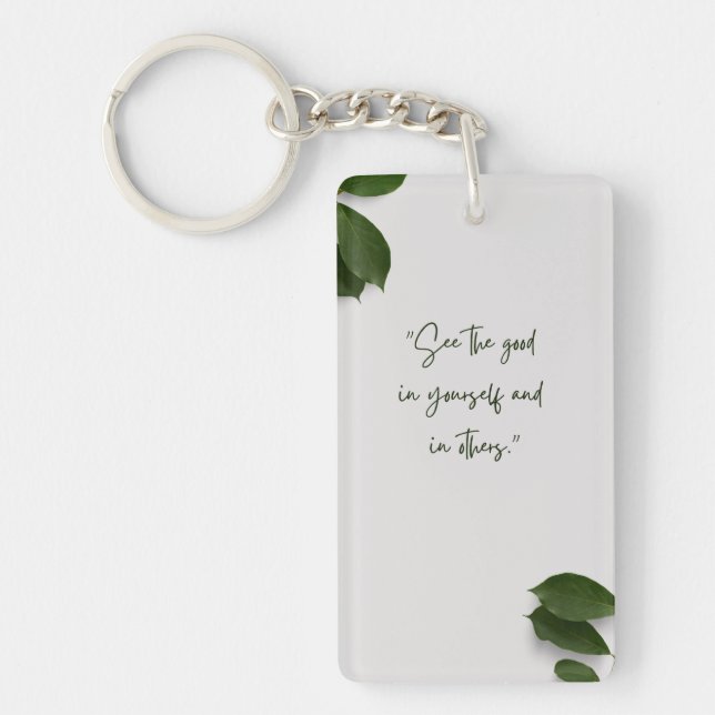 Botanical Greenery Quote Keychain  (Front)