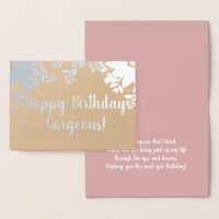 Botanical Greenery Rose Birthday Real Foil Card