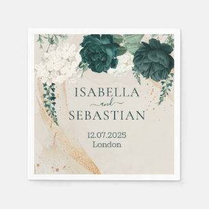 Botanical Greenery Rose Wedding Napkin