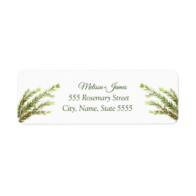 Botanical Greenery Rosemary Wedding Return Label (Front)