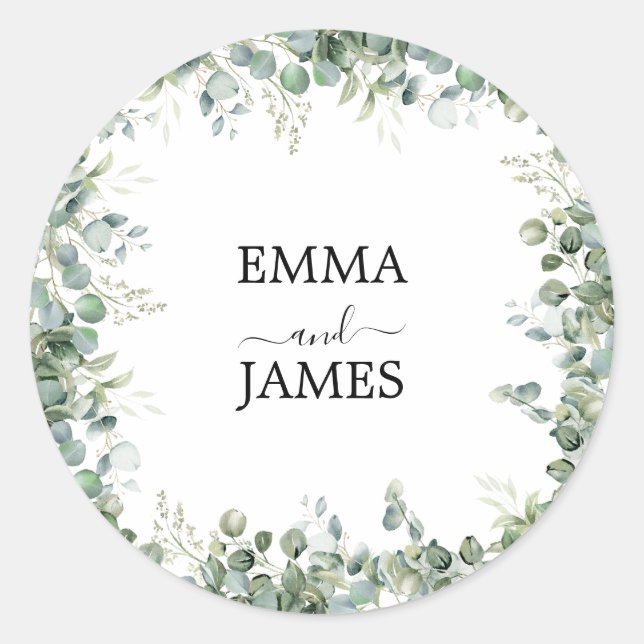 Botanical Greenery Round Sticker (Front)