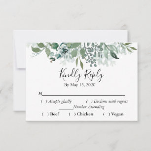 Botanical Greenery RSVP Wedding Kindly Respond Card