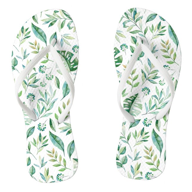 Botanical Greenery Rustic Pattern Jandals (Footbed)