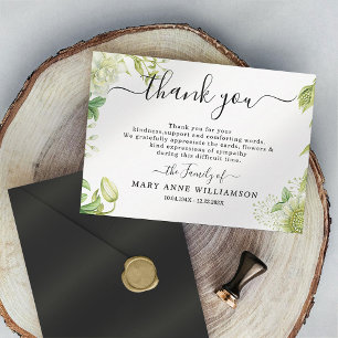 Botanical Greenery Script Funeral Thank You Card