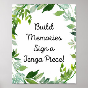 Botanical Greenery Sign -build memories sign jenga