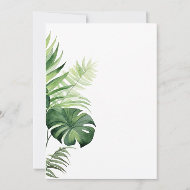 Botanical Greenery Tropical Plants Bridal Shower Invitation (Back)