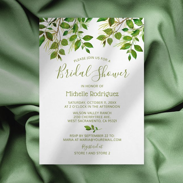 Botanical Greenery Watercolor Bridal Shower Invitation (Creator Uploaded)