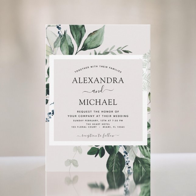Botanical Greenery Watercolor Elegant Wedding Invitation (Creator Uploaded)