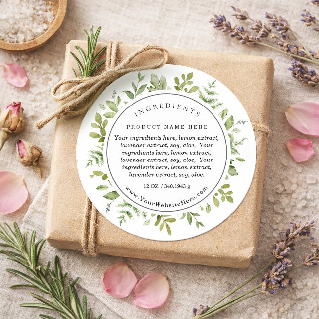 Botanical Greenery Watercolor Product Label  (Botanical Greenery Watercolor Product Label)