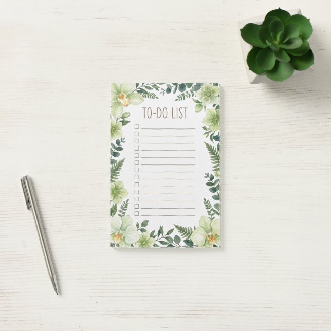 Botanical Greenery Watercolor To Do List Notepad (Office)