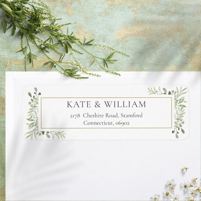 Botanical Greenery Watercolour Foliage Address (Botanical Greenery Watercolour Foliage Address Label)