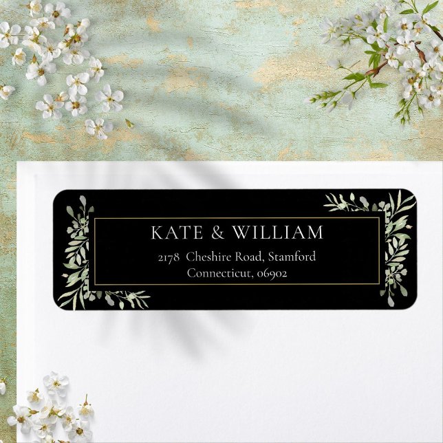 Botanical Greenery Watercolour Leaves Address (Botanical Greenery Watercolour Leaves Address Label)