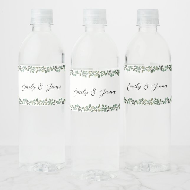 Botanical Greenery Wedding Bottle Labels (Bottles)
