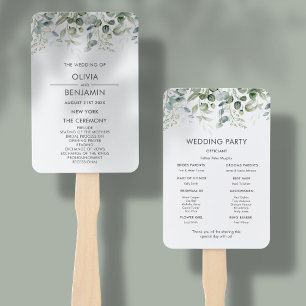Botanical Greenery Wedding Fan Program