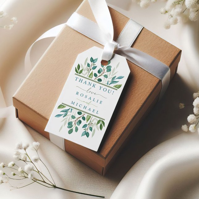 Botanical Greenery Wedding Gift Tags (Botanical Greenery Custom Thank You Wedding Gift Tag )