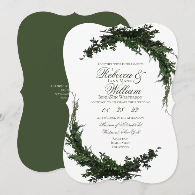 Botanical Greenery Wedding Invitation (Front/Back)