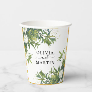 Botanical Greenery Wedding Paper Cups