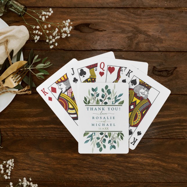 Botanical Greenery Wedding Playing Cards (Botanical Greenery Custom Wedding Playing Card Deck)