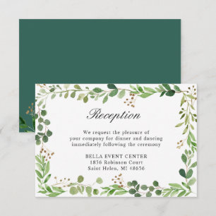 Botanical Greenery Wedding Reception Invitation