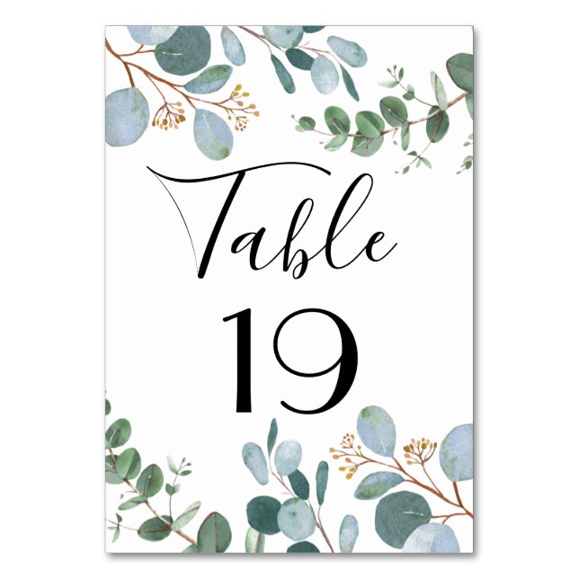 Botanical Greenery Wedding Table Number (Front)
