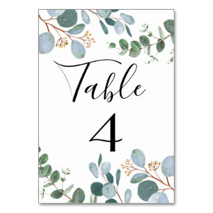 Botanical Greenery Wedding Table Number