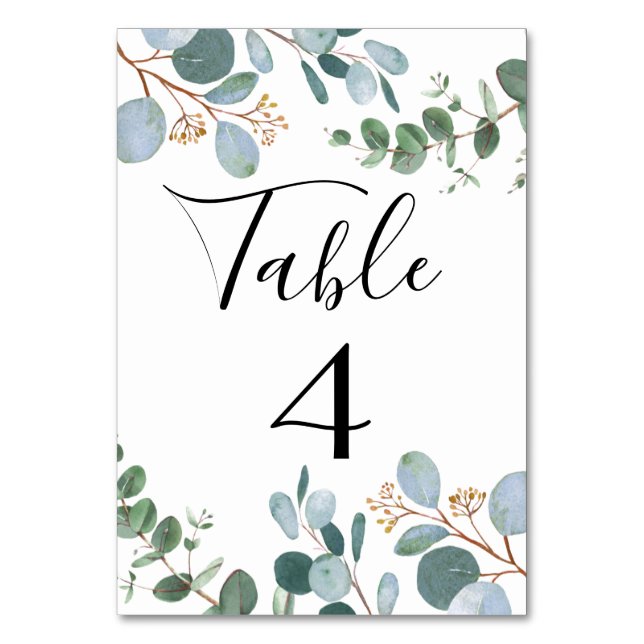 Botanical Greenery Wedding Table Number (Front)