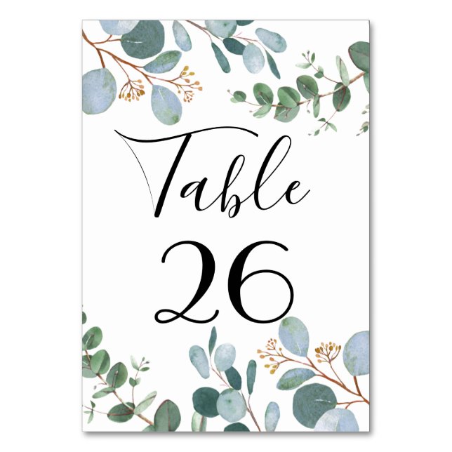 Botanical Greenery Wedding Table Number (Front)