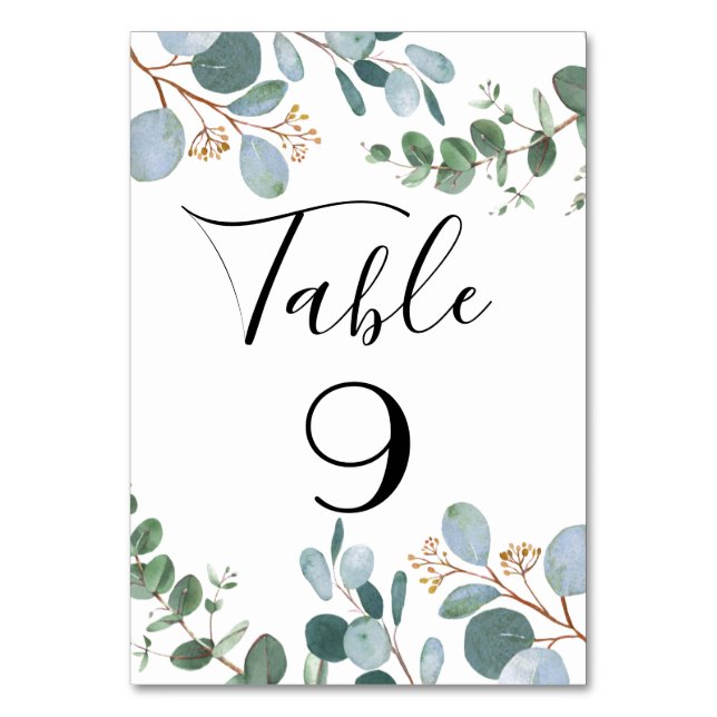 Botanical Greenery Wedding Table Number (Front)