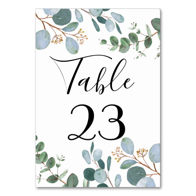 Botanical Greenery Wedding Table Number (Front)