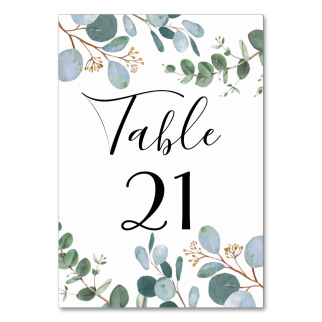 Botanical Greenery Wedding Table Number (Front)