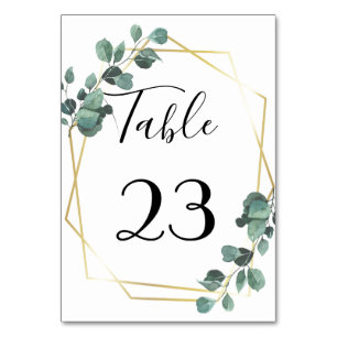 Botanical Greenery Wedding  Table Number