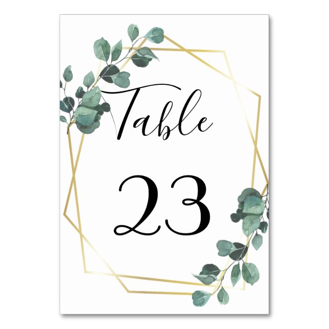 Botanical Greenery Wedding  Table Number (Front)