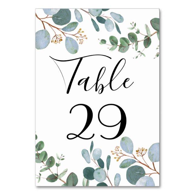 Botanical Greenery Wedding Table Number (Front)