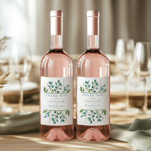 Botanical Greenery Wedding Wine Label