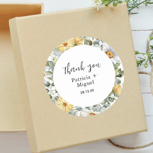 Botanical Greenery Wildflower Wedding Thank You Classic Round Sticker