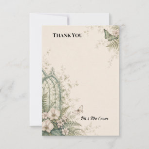 Botanical Greenhouse Butterfly Wedding Thank You Card