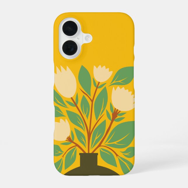 Botanical Hand drawing Floral Pot iPhone 16 Case (Back)