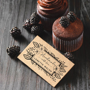 Botanical Hand-drawn Frame Handmade with Love Self-inking Stamp