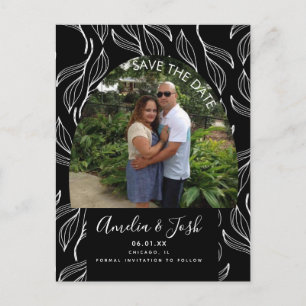 Botanical Hand Drawn Leaf Save the Date Photo  Postcard