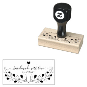 Botanical Hand-Made Wreath Custom Typography Rubber Stamp